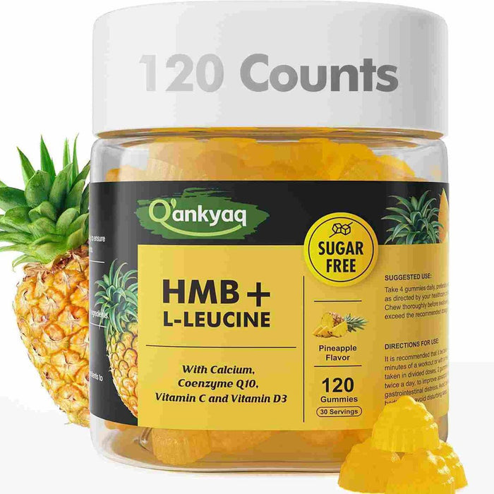 HMB & L-Leucine Muscle Energy Gummies for Workout Recovery | q'ankyaq natural supplements