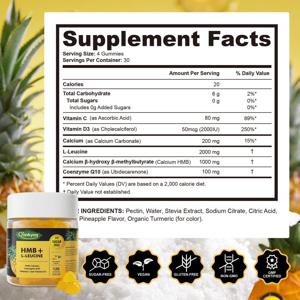 HMB and L-leucine gummies supplement facts