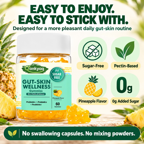 Gut Skin Gummies with Prebiotics, Probiotics & Postbiotics, 60 Counts