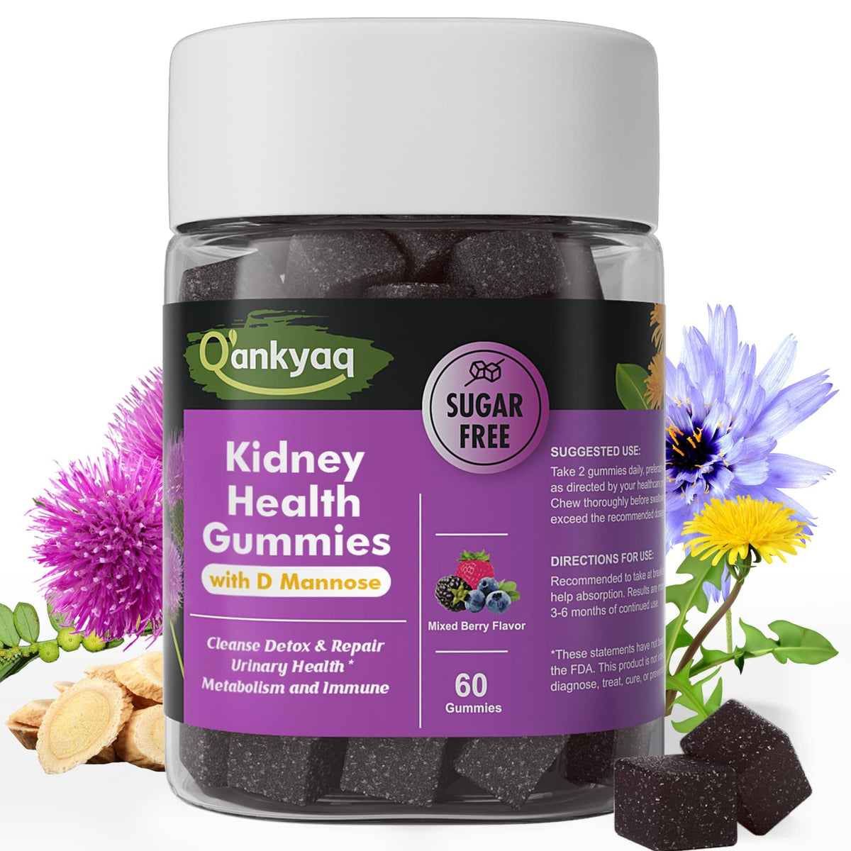 Kidney Cleanse Detox & Repair Gummies With Immune and Energy and Digestive Support