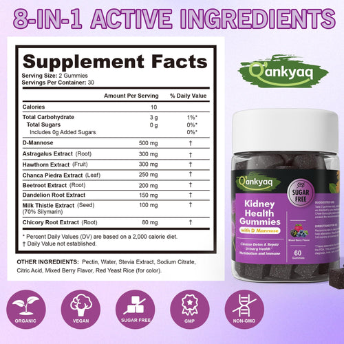 Kidney Cleanse Detox & Repair Gummies With Immune and Energy and Digestive Support